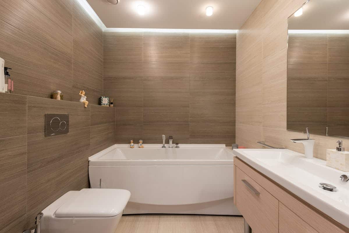 How can I create an industrial bathroom